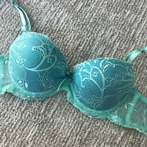 Frederick’s Aqua Blue Lace Push-Up Bra
